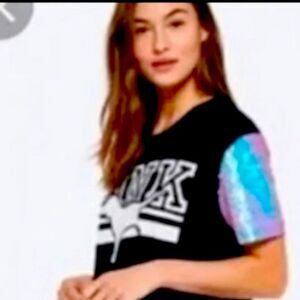 PINK VS MERMAID BLING CAMPUS TSHIRT LARGE